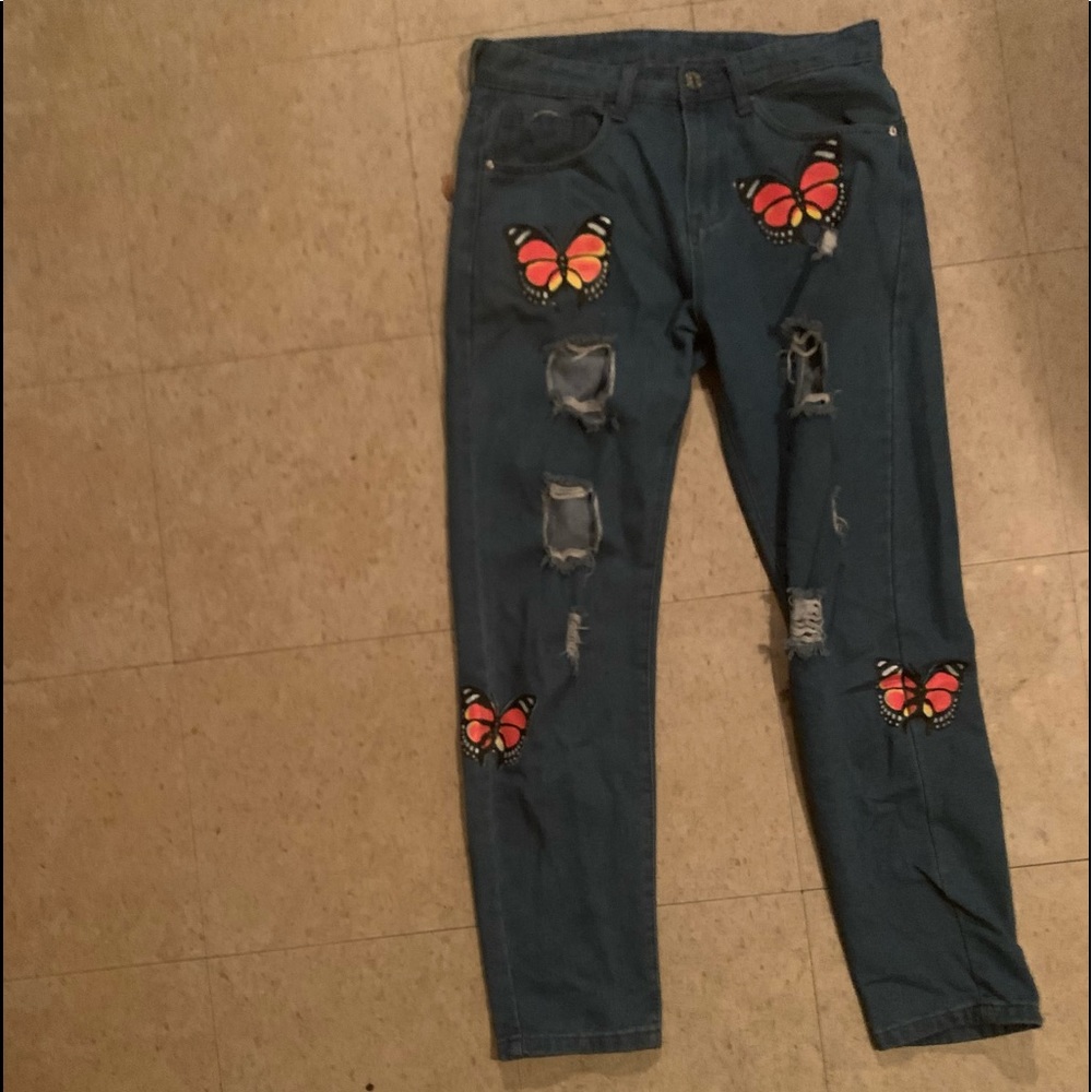 Mens Fashion Butterfly Jeans